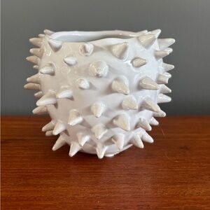 Spiked Ceramic Art Piece in White